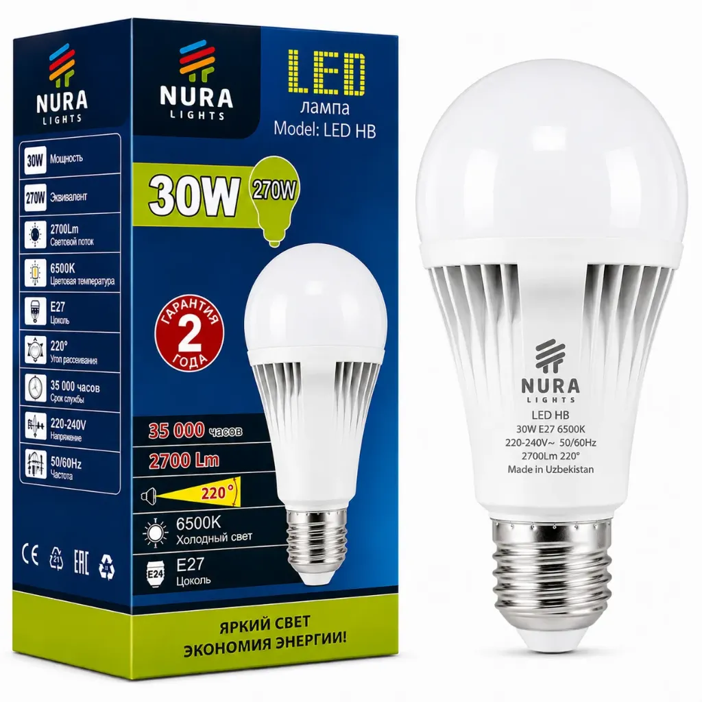 Nura LED HB 30W E27 6500k лампа