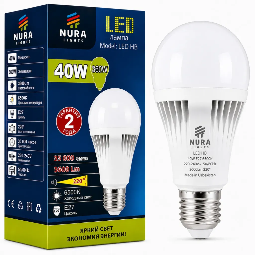 Nura LED HB 40W E27 6500k лампа