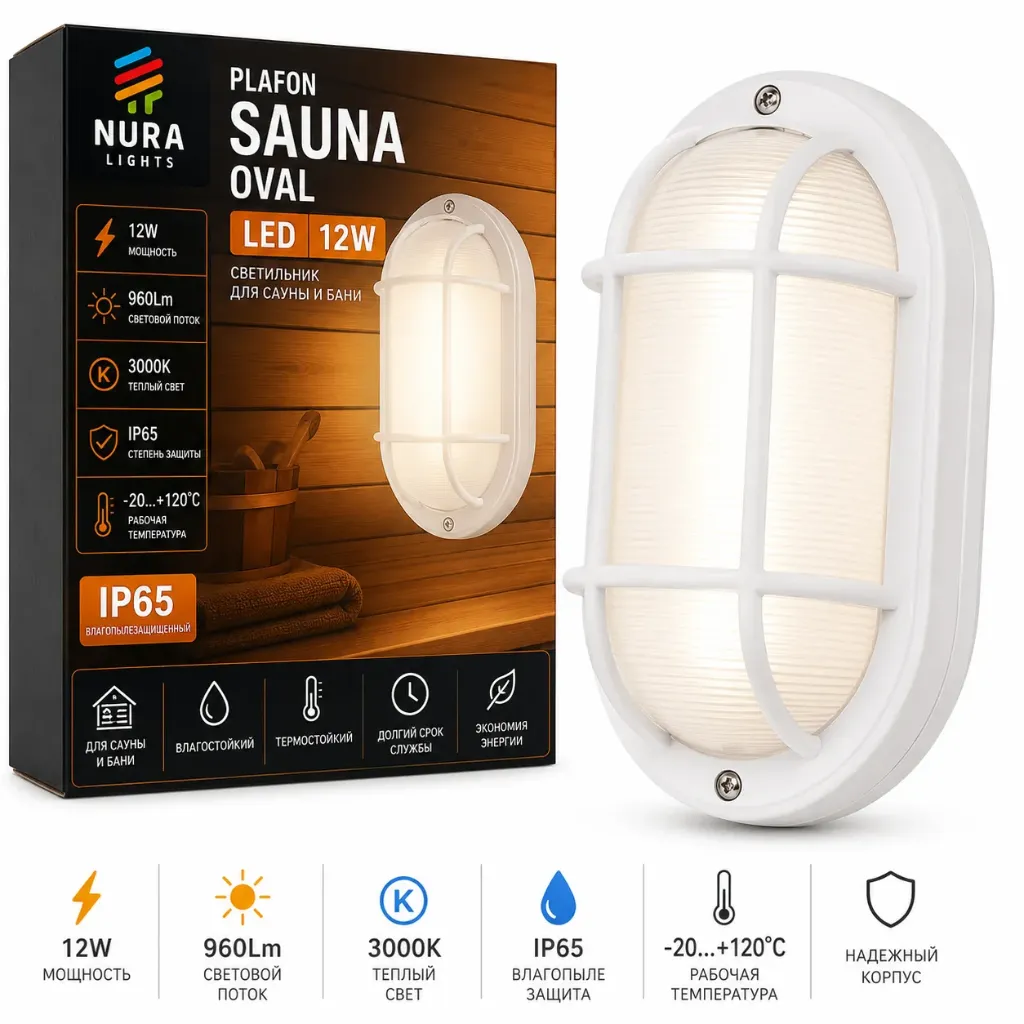 Nura Plafon Sauna Oval 12W