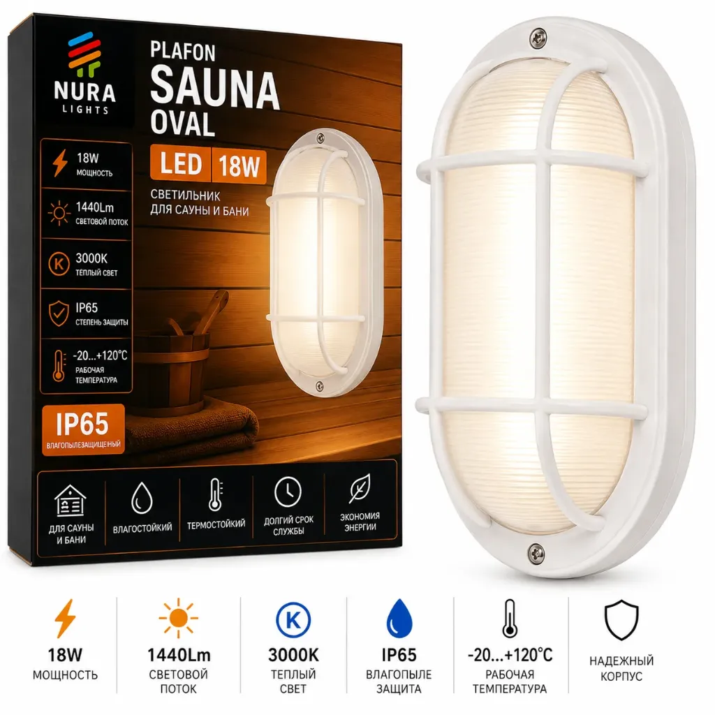 Nura Plafon Sauna Oval 18W