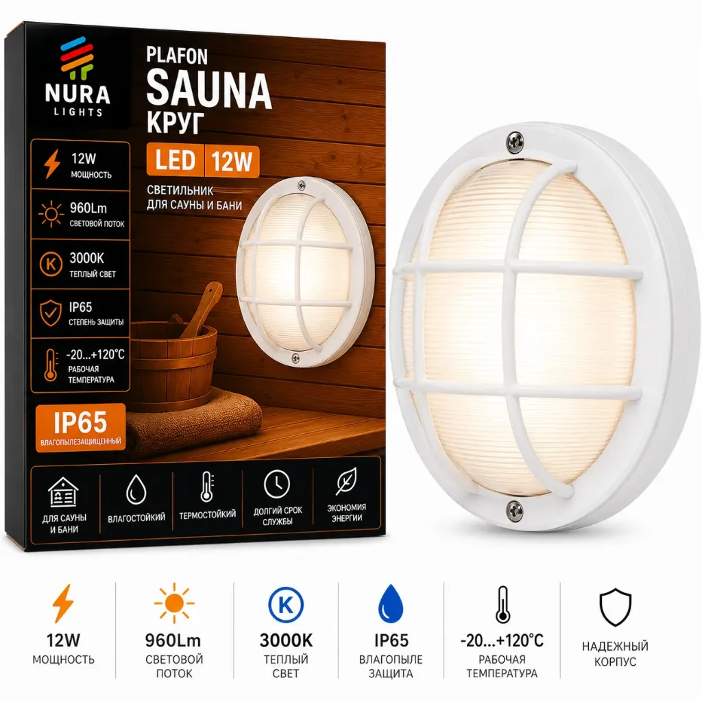 Nura Plafon Sauna круг 12W
