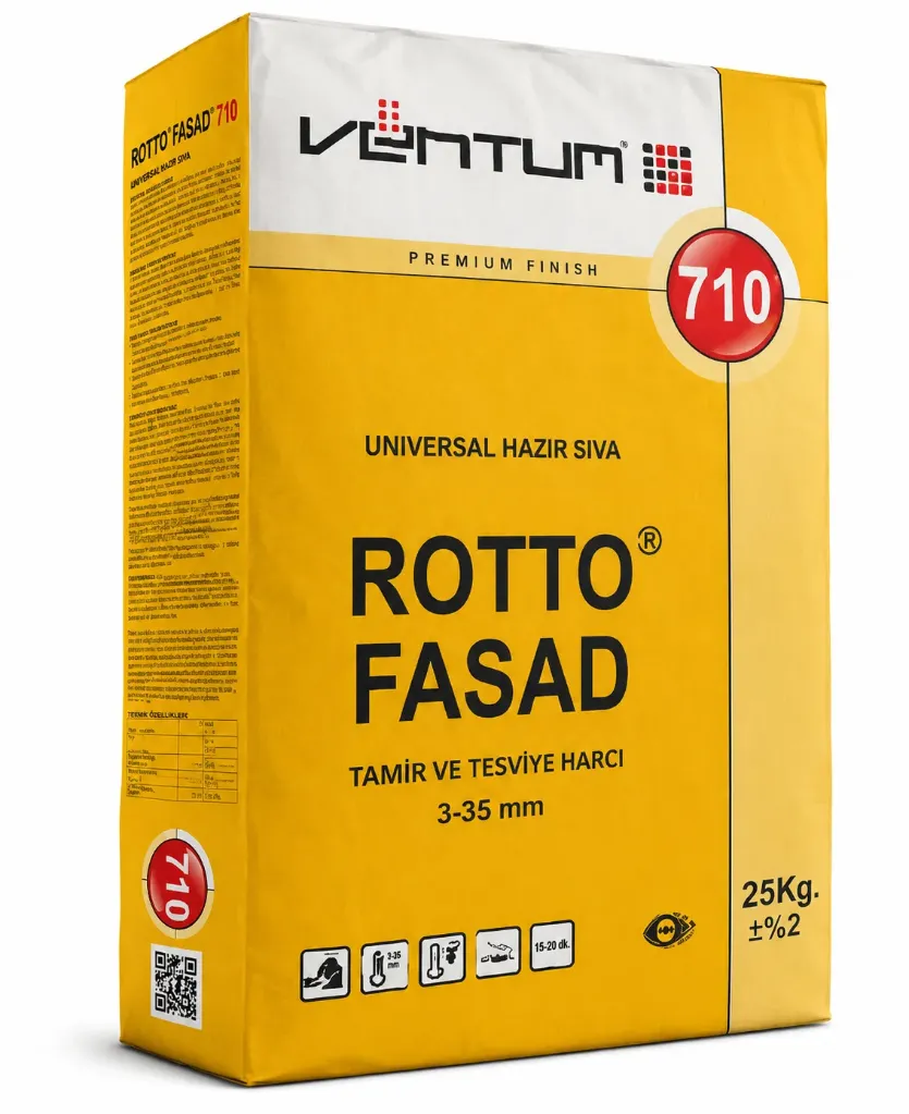 VENTUM ROTTO FASAD AVTOMAT-710  Универсальная штукатурка для внутренних и наружных работ машинного нанесения   25 кг