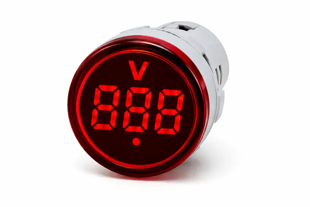 Вольтметр красный круглый AD136-22DSV (Nura Electric)