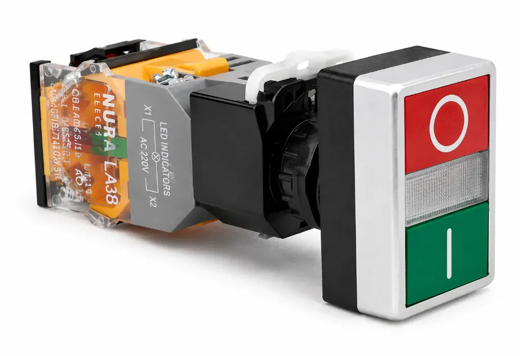 Кнопка пуск-стоп c фиксации  LA155-B8-11R (Nura Electric)