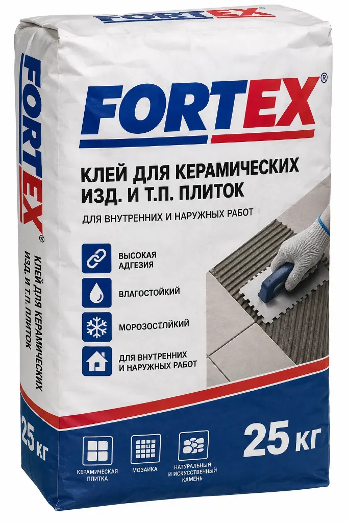 (FORTEX) Клей для керамических изд. и т.п. плиток  (упак.25кг)